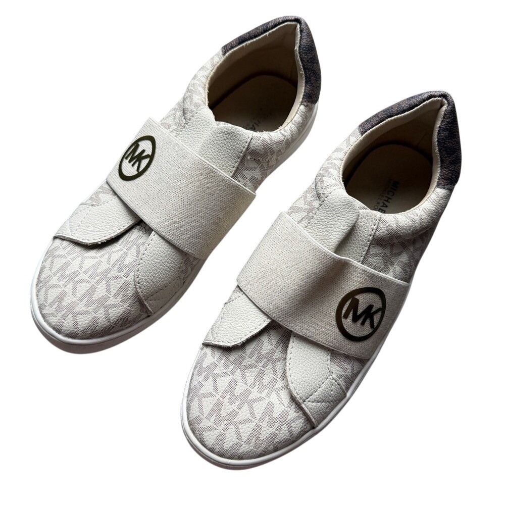 Michael Kors Kids Jordana Gore slip-on sneakers MK Logo Size 5 Girls